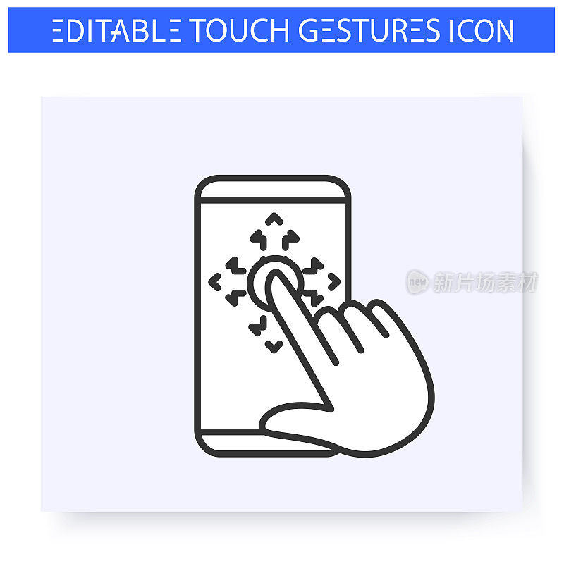 Drag hand gesture line icon. Editable